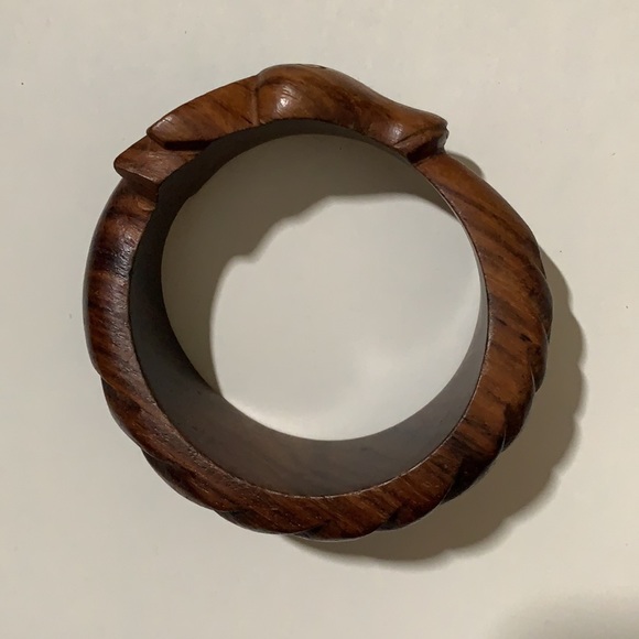 Vintage Hand-carved Wood Ouroboros Luck Dragon - Picture 8 of 10